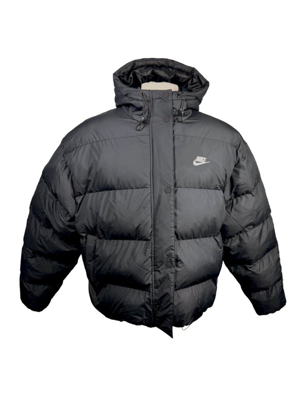 Nike Sportswear Therma-FIT Puffer Jacket Mens L Black Hooded Loose Fit Winter